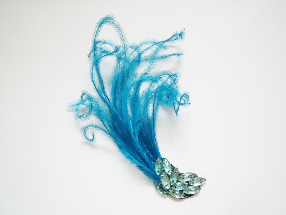 Teal Feather Hair Clip - Small Feather Hair Clip