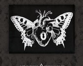 Winged Anatomical Heart - Black Canvas Patch
