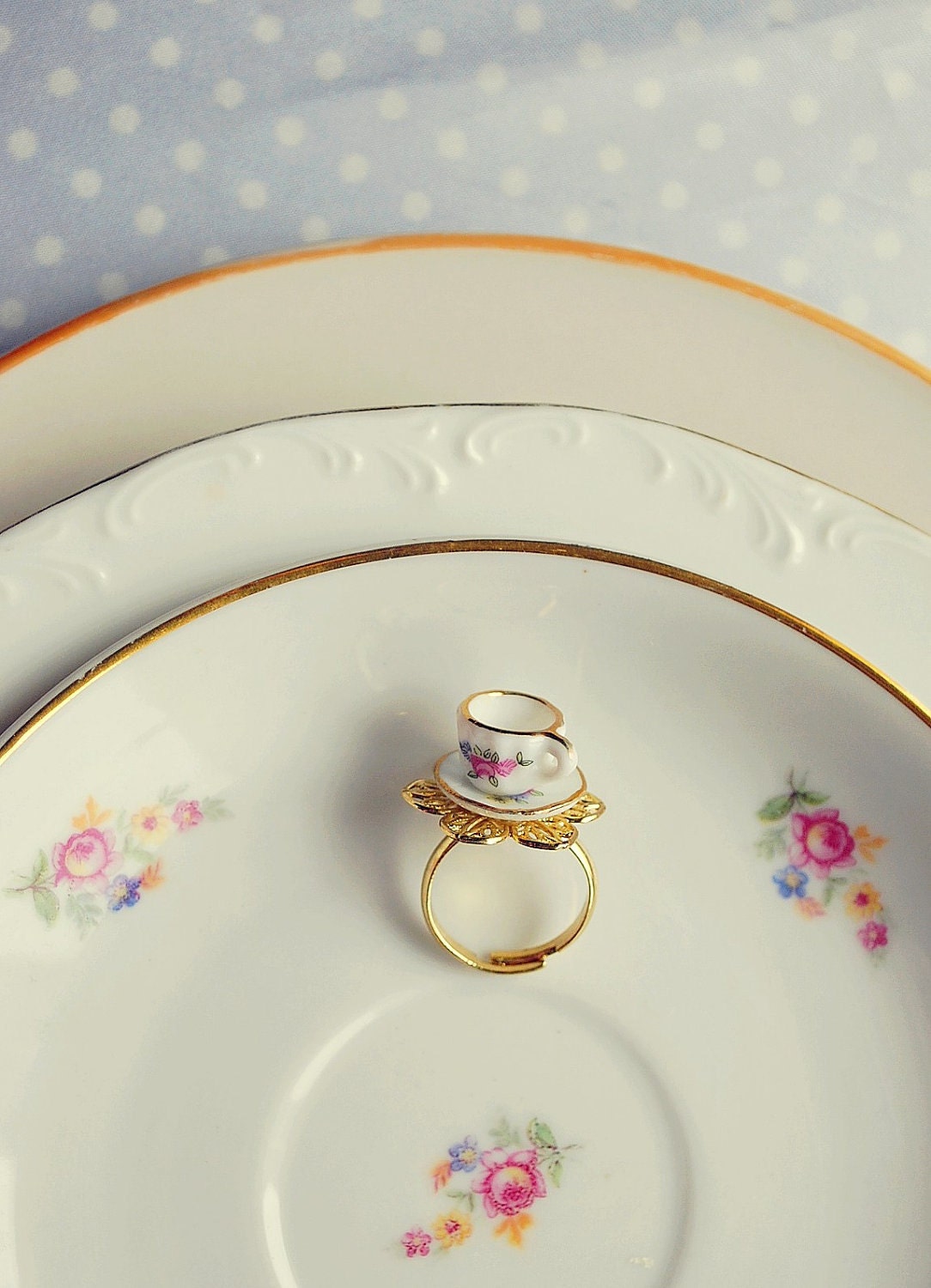 Life is an endless tea party - a tiny teacup ring,  the perfect ring to cheer up your day - Free shipping