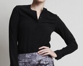 Silk Long-Sleeved Shirt - Pure Black Silk