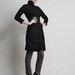 Jet Jacket - Black, long slim-line coat in stretch woven