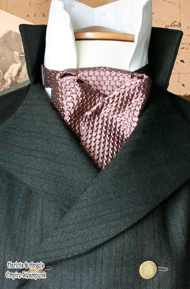 Steampunk Victorian Burnished Bronze Silk Cravat pre -tied CRV94