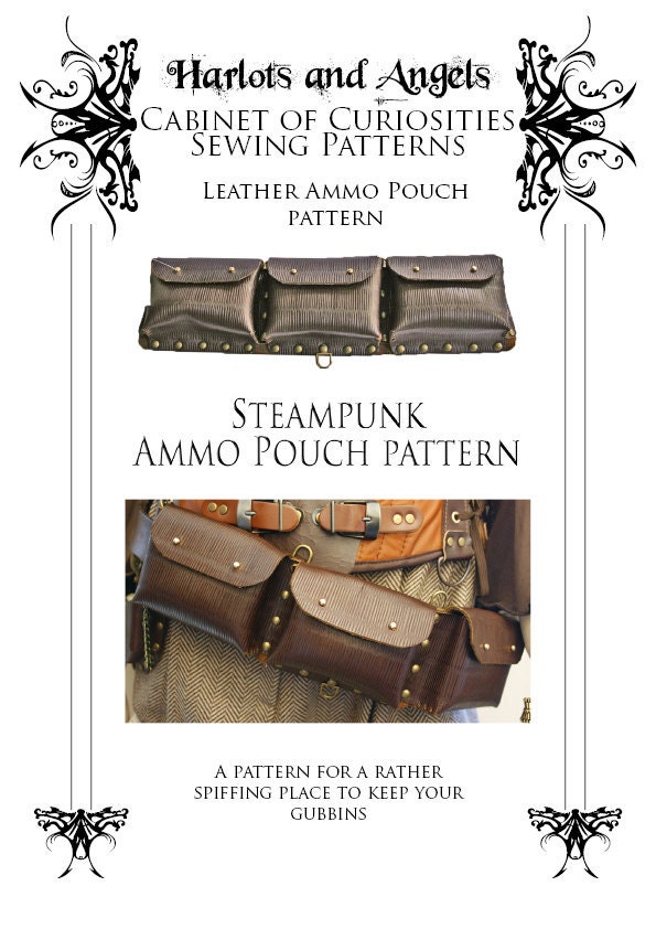 Steampunk leather Ammo Pouch leather work Pattern (APP)