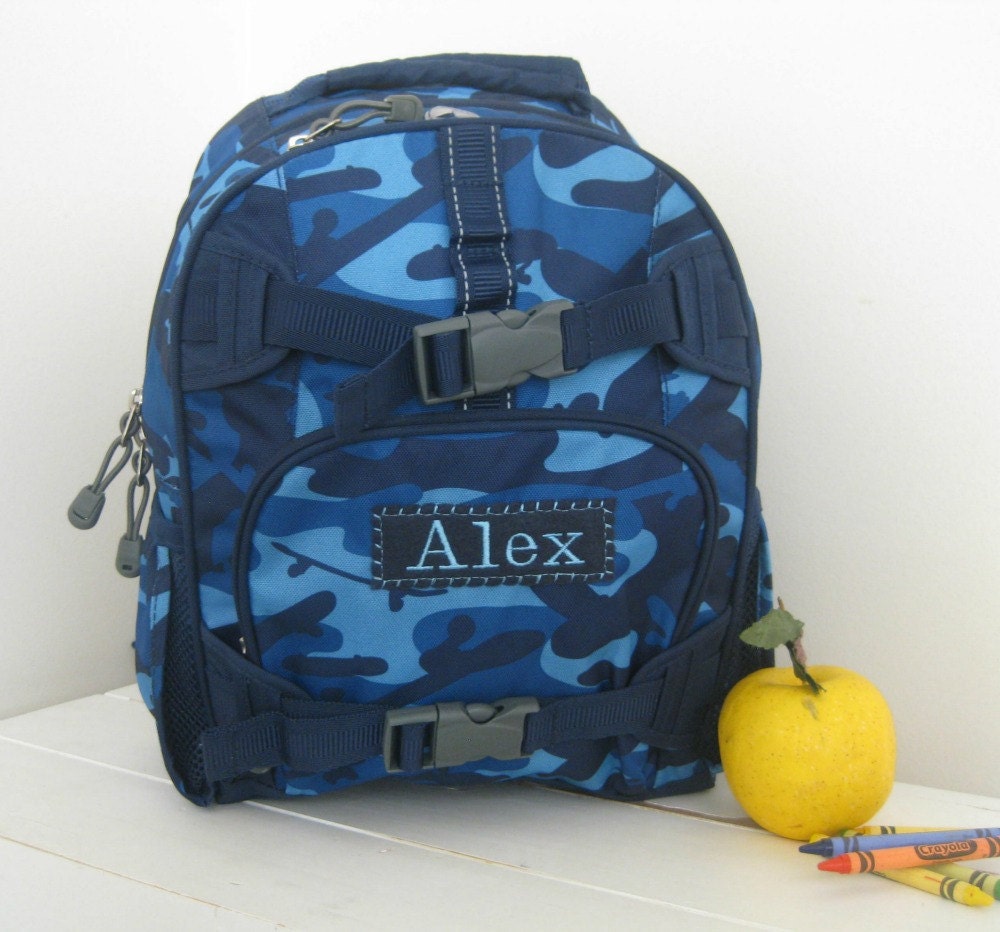 Backpack With Monogram (Small Size) -- Navy Camo