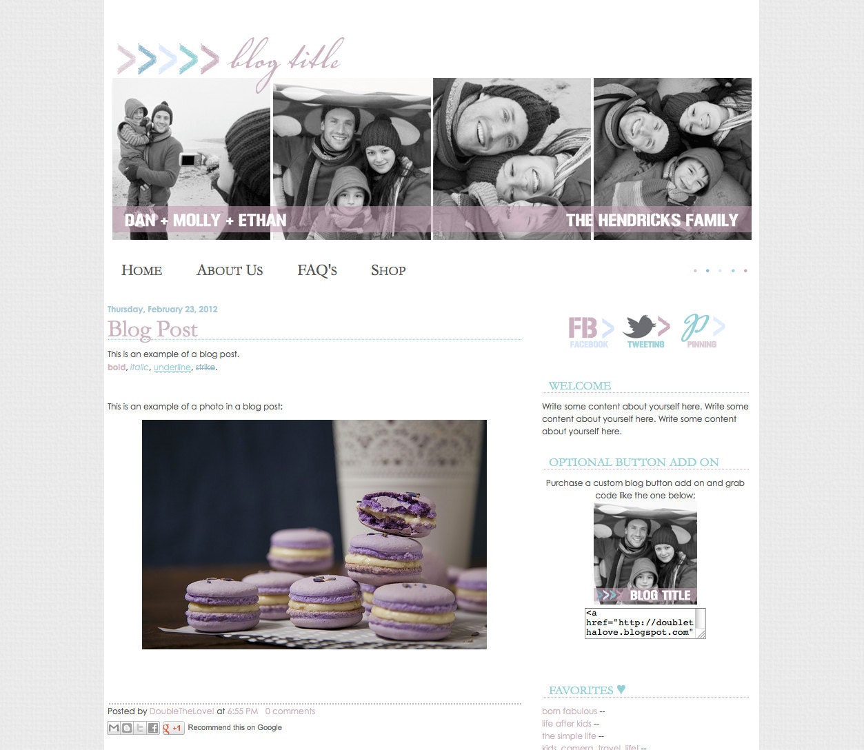 Beautiful Family Photographs   ///   Custom Blogger Template