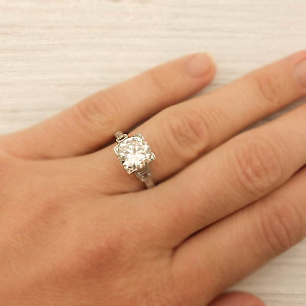 2.02 Carat Old European Cut Diamond Engagement Ring