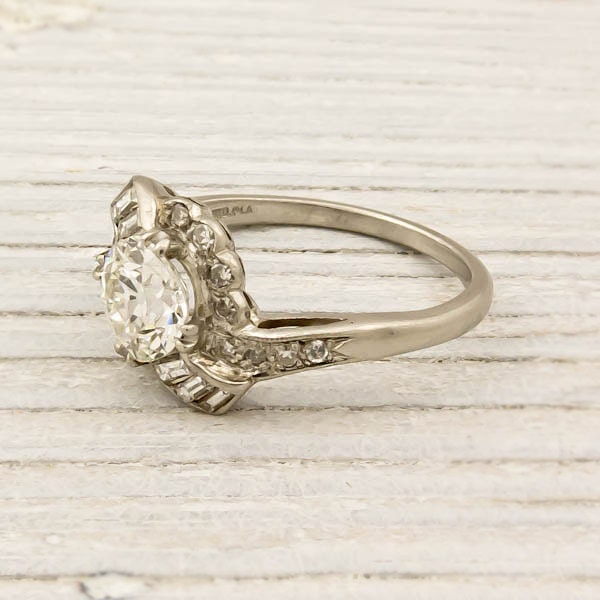 Vintage 1.17 Carat Old European Cut Diamond Engagement Ring