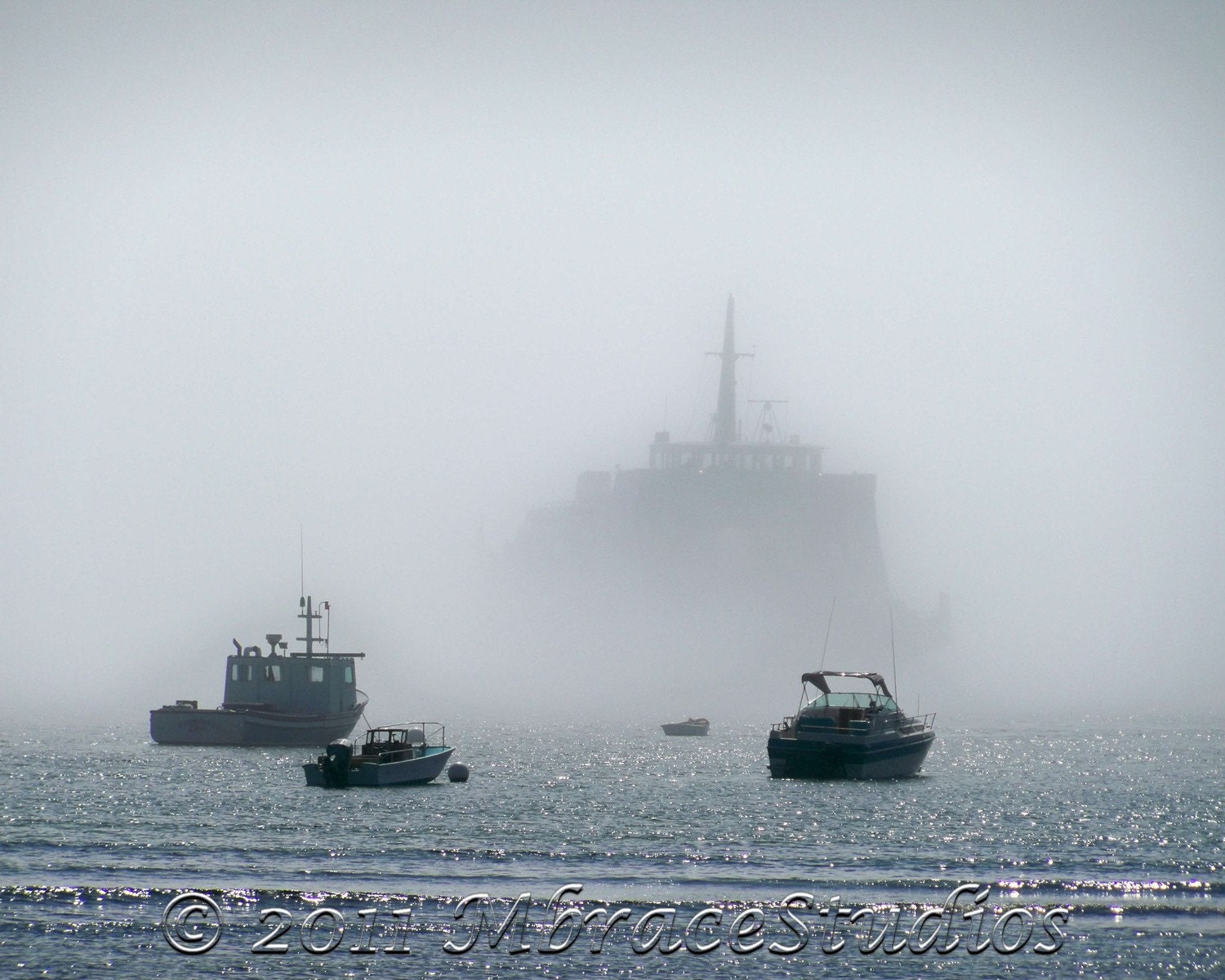 Emerging from the Fog 2 - Ferry Boat 5x7 Fine Art Photograph