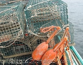 Coastal, marine photograph- Lobster Traps & Buoys  on a lobster boat - Fine Art Photo