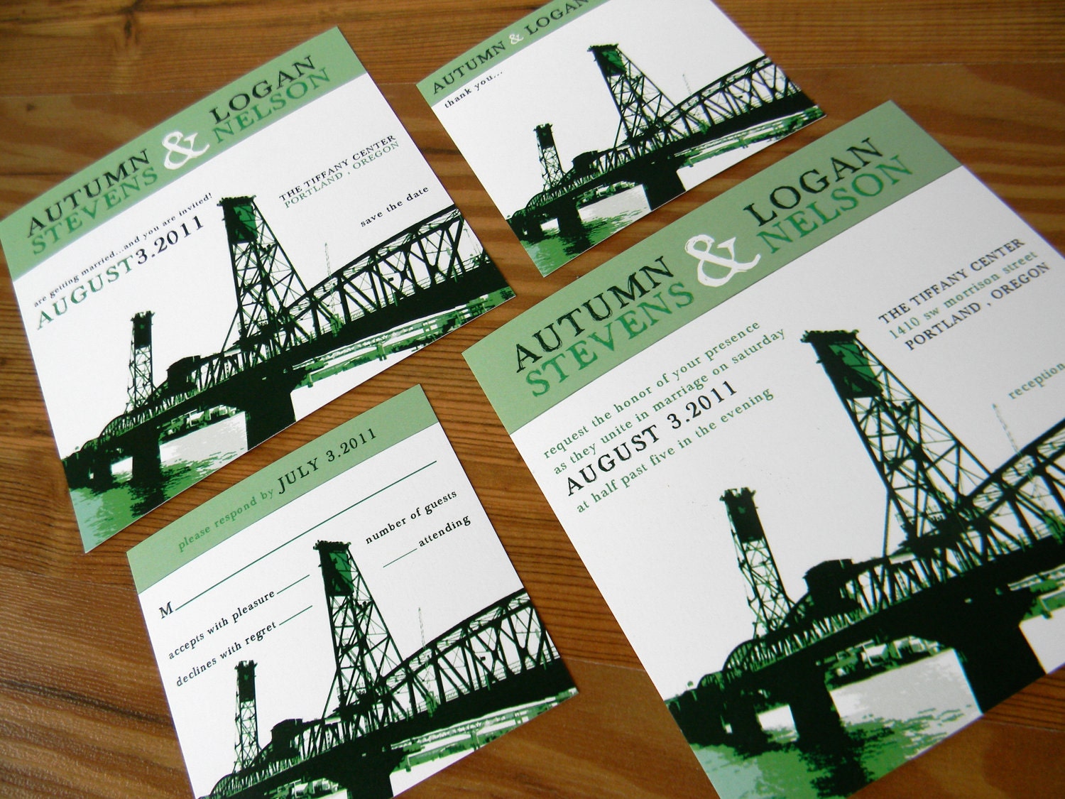 Bridges of Portland Oregon Wedding Invitations
