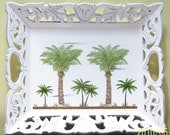 Ornate palm tree wood serving tray