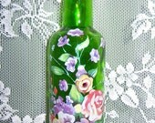 Green vase - multi floral - swarovski crystals