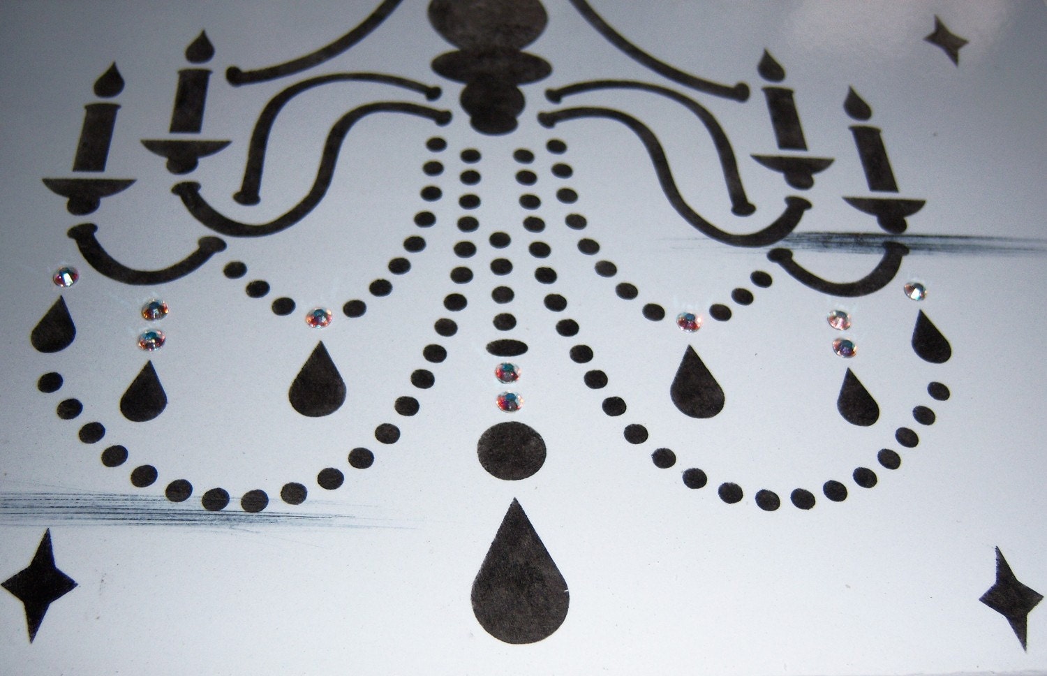Ornate Chandelier wood tray - swarovski crystals