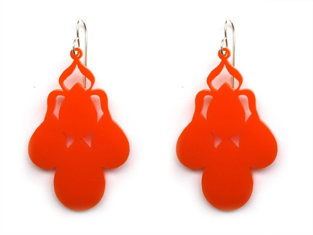 Versailles Rounded Chandelier Tangy Orange Earrings Laser Cut Acrylic
