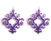 Laser Cut Acrylic Earrings Purple Boho Retro Hippie Modern