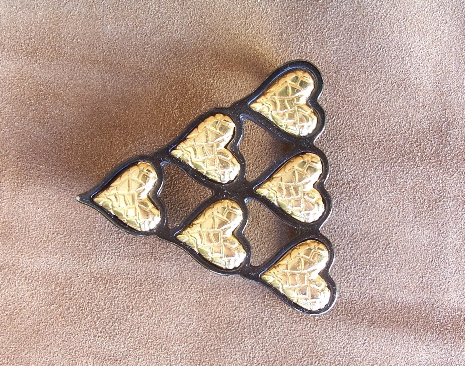 Vintage Belt Buckle Gold Hearts