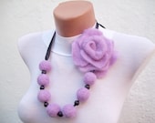 Felted Flower   Necklace Lilac Fall Fashion Holiday Accessories Spring Celebrations