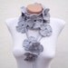 Hand crochet Lariat Scarf Grey Flower Lariat Scarf Long Necklace Holiday Accessories