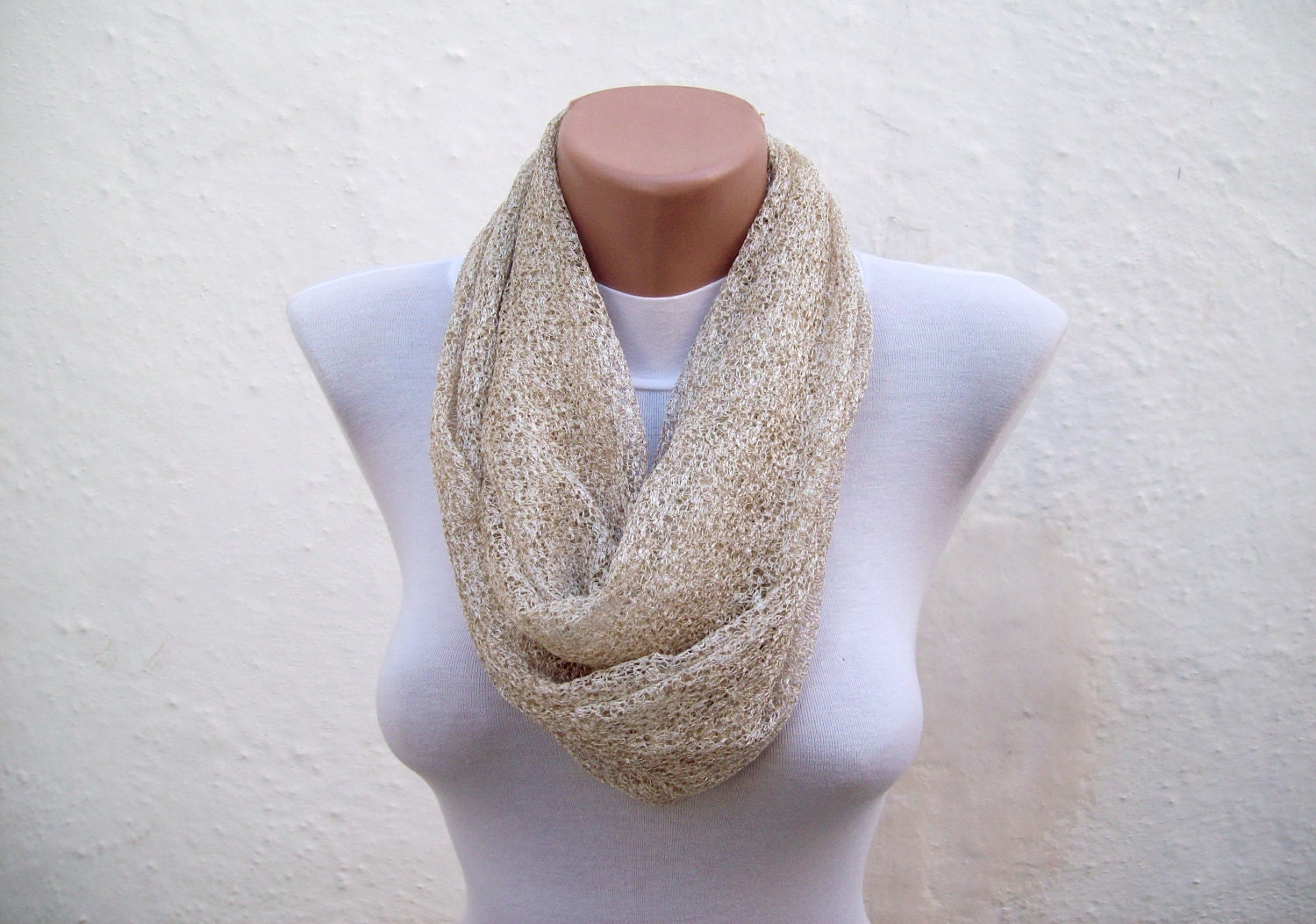 infinity scarf Loop scarf Neckwarmer Necklace scarf Fabric scarf Cream Holiday Accessories