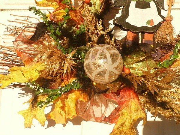 OOAK Vintage Fall O Ween a Halloween Witches Brew Wreath
