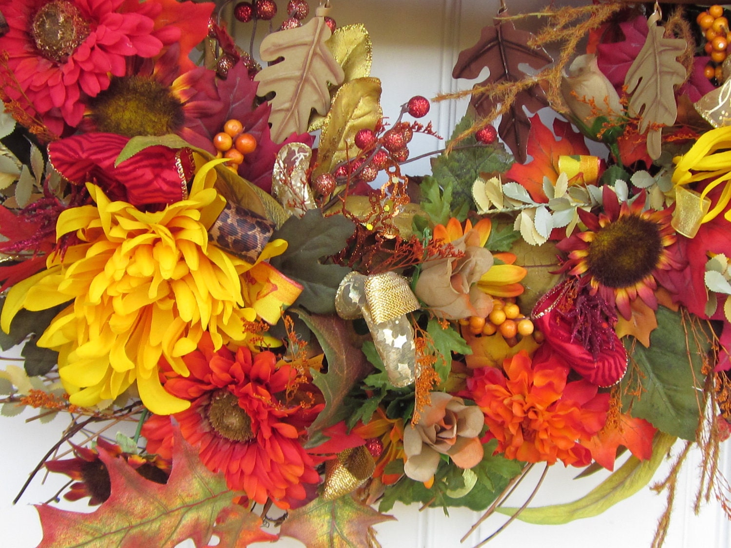 Front Door Wreath Fall Welcome OOAK Home Decor