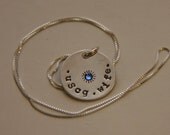 Coast Guard  Wife Sapphire Hand Stamped Pendant