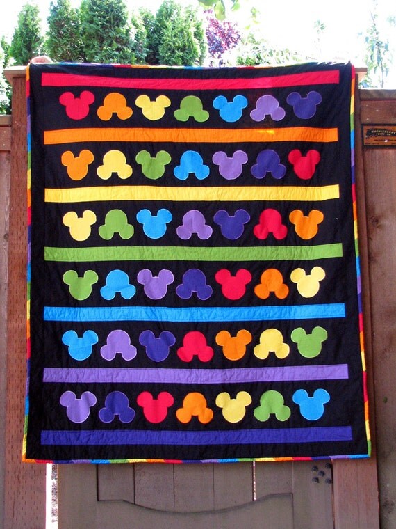 Mickey Mouse Rainbow Quilt Ready to Ship 55 x 46