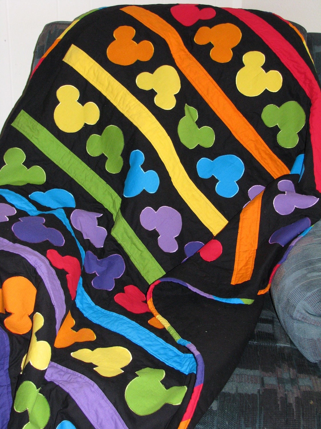 Mickey Mouse Rainbow Quilt Ready to Ship 55 x 46