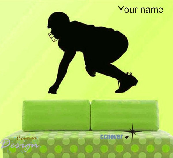 Get  Ready FOOTBALL Player Personalized Name ----Removable Graphic Art wall decals stickers home decor