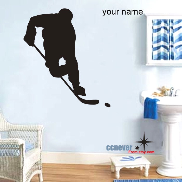 Sports game Hockey Player Personalized Name----Removable Graphic Art wall decals stickers home decor