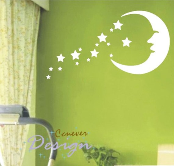 SALE  Moon Stars Kids Nursery----art Graphic Vinyl wall decals stickers home decor