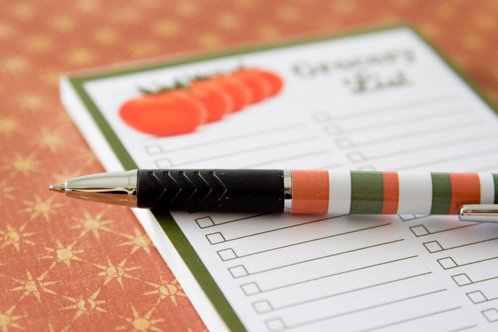 Tomato Grocery List - Magnetic Notepad and Pen Set