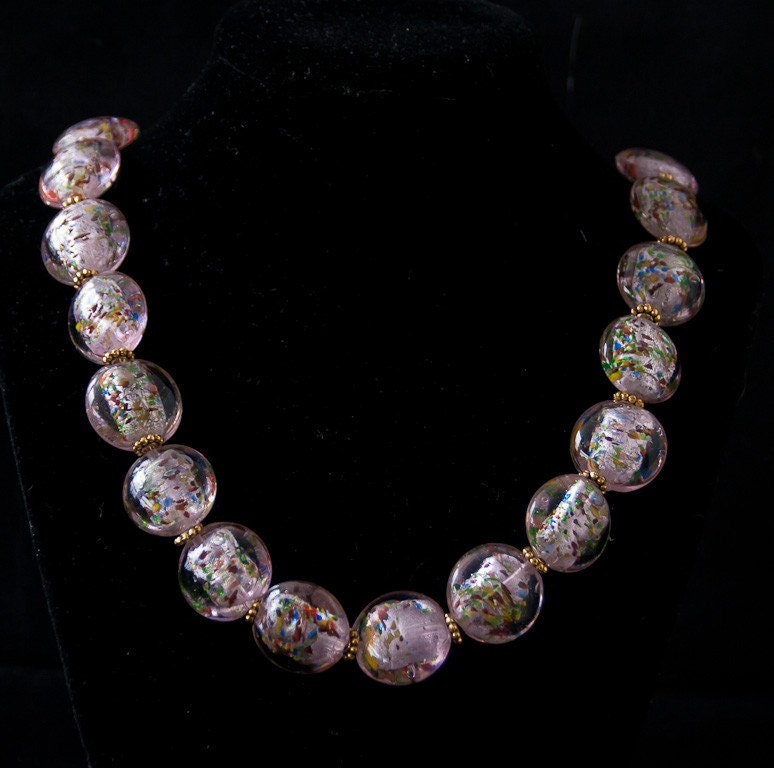 Pink glass necklace