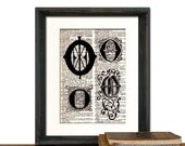 Letter O Monogrammed Gift Personalized Initial Print Vintage Book Page - Beautifully Matted Fathers Day Gift Present Home Office Decor