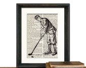 Golf Golfer Print Vintage Book Page - Beautifully Matted Graduation Fathers Day Gift Present Home Office Decor