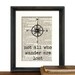 Not All Who Wander Are Lost Tolkien Compass Print - Beautifully Matted Fathers Day Book Page Print - Gift Present Home Office Decor
