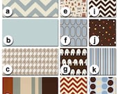 Custom Crib Bedding You Design   Bumper and Bedskirt in Brown and Blue Premier