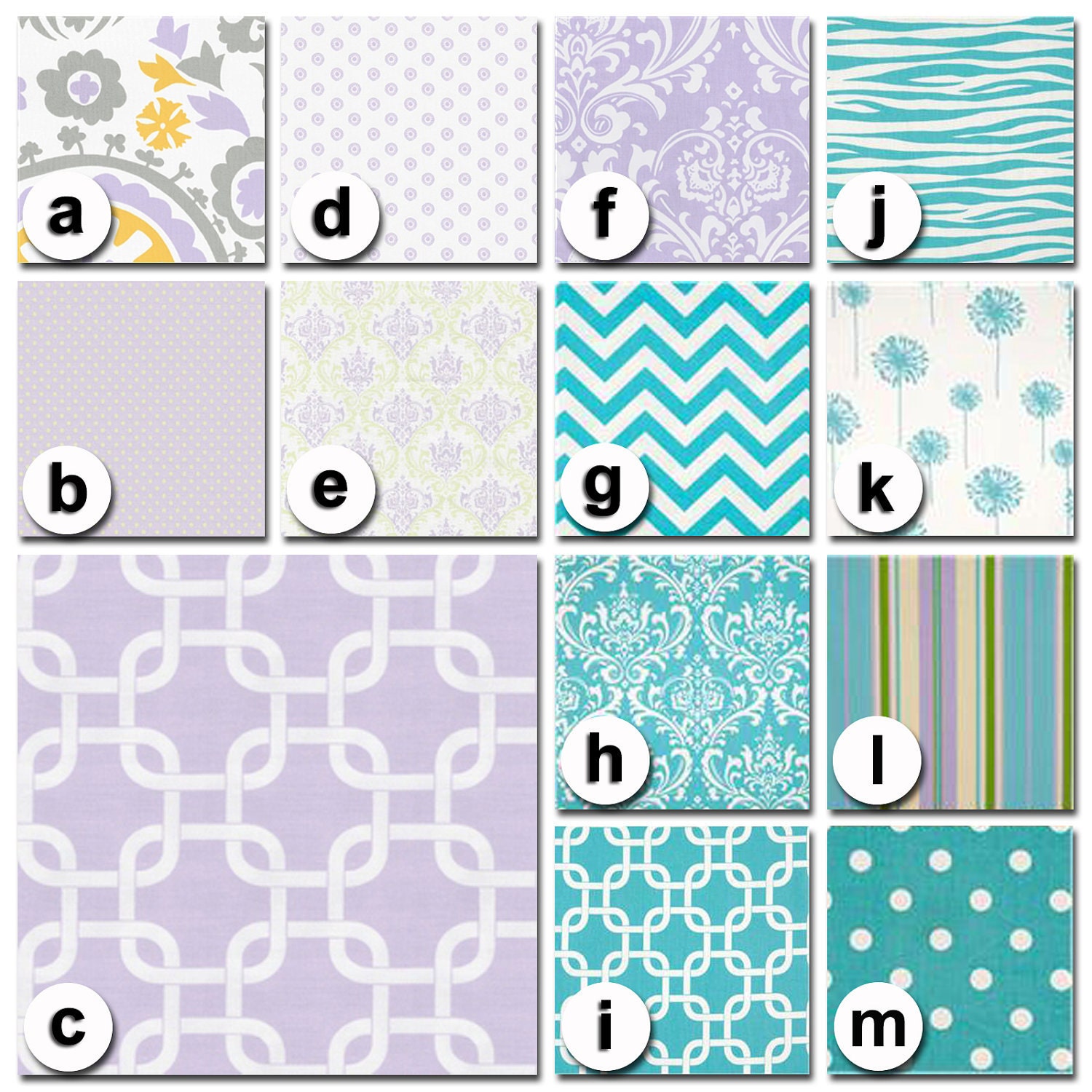 Custom Crib Bedding You Design   Bumper and Bedskirt in Lilac and Aqua