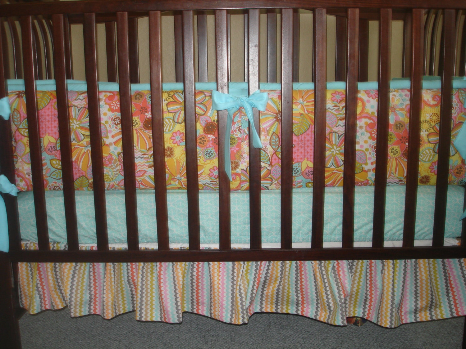 Custom Crib Bedding You Design-Bumper and Bedskirt- Sorbet Collection