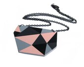 Geometric Triangle Necklace Peach Pink