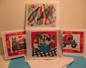 Pack of Four Blank Note or Sympathy Cards - Any Designs - Mix or Match - Hostess Gift - Birthday - Congratulations - Get Well