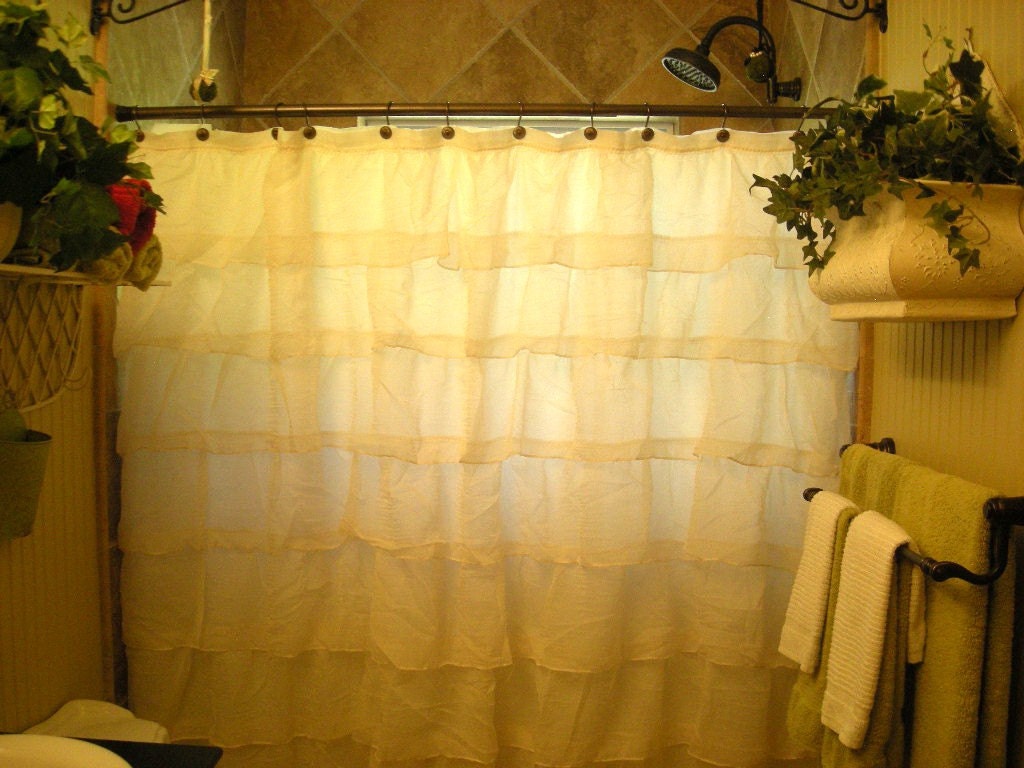 Shabby Chic Waterfall Ruffle (Ivory) Shower Curtain