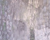 Free U.S. Shipping:Checking in to the Silvery Gray and White- Painting on Canvas-Silver Metallic Gray- Gray Blue, White and a bit of  Green
