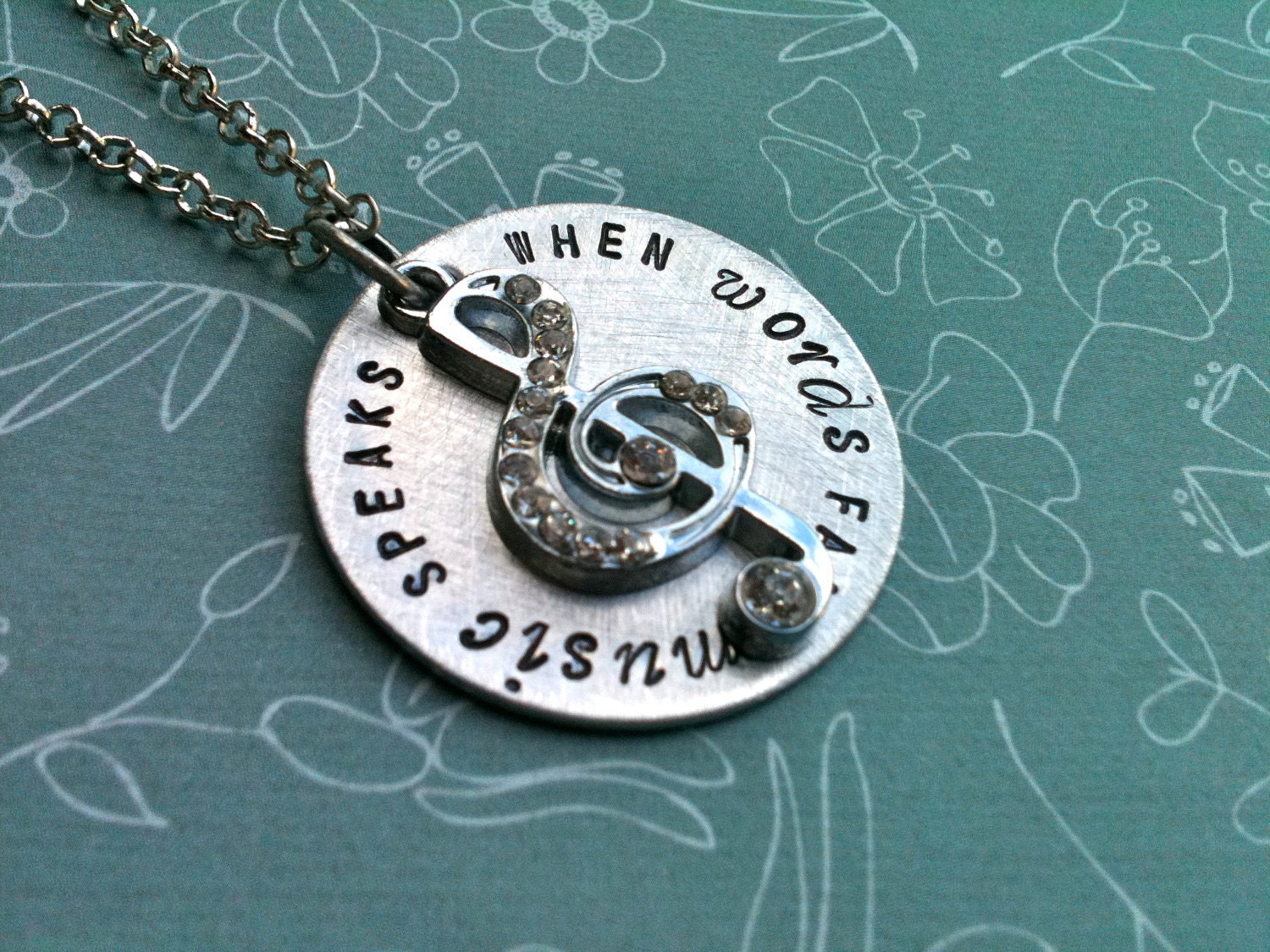 When WORDS Fail MUSIC speaks....Hand Stamped Necklace