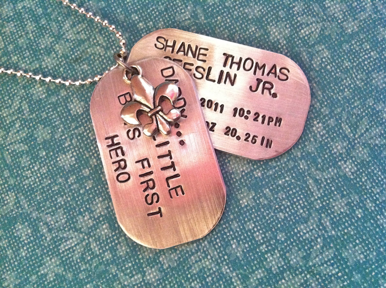 PROUD DAD..Dog Tag Style Hand Stamped Necklace