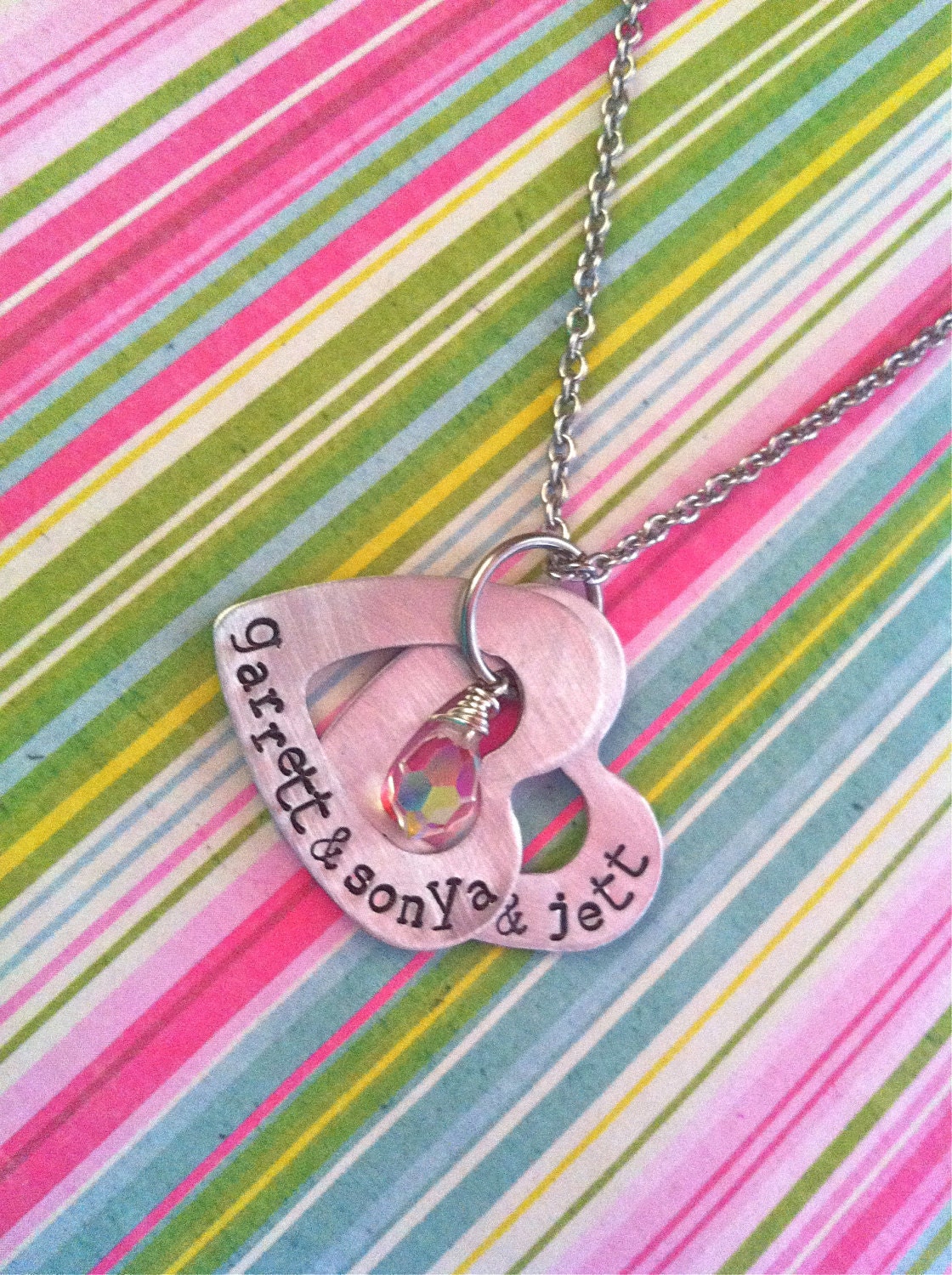NEW-Floating Heart Washer....Hand Stamped Necklace