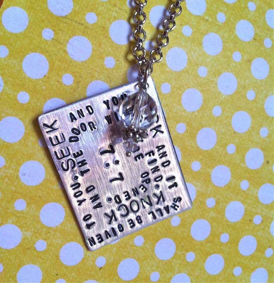 Rustic Meets Sparkly... Hand Samped Necklace