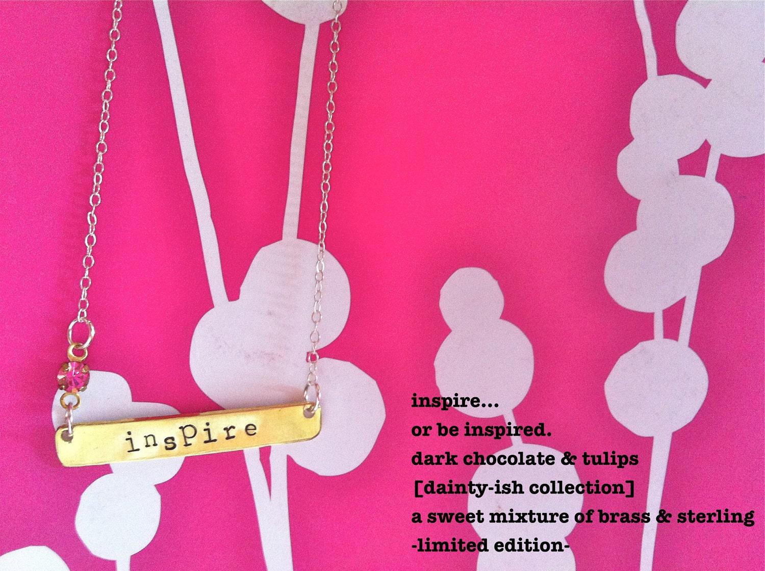 NEW-dainty-ish..Hand Stamped Mixed Metal Bar Necklace