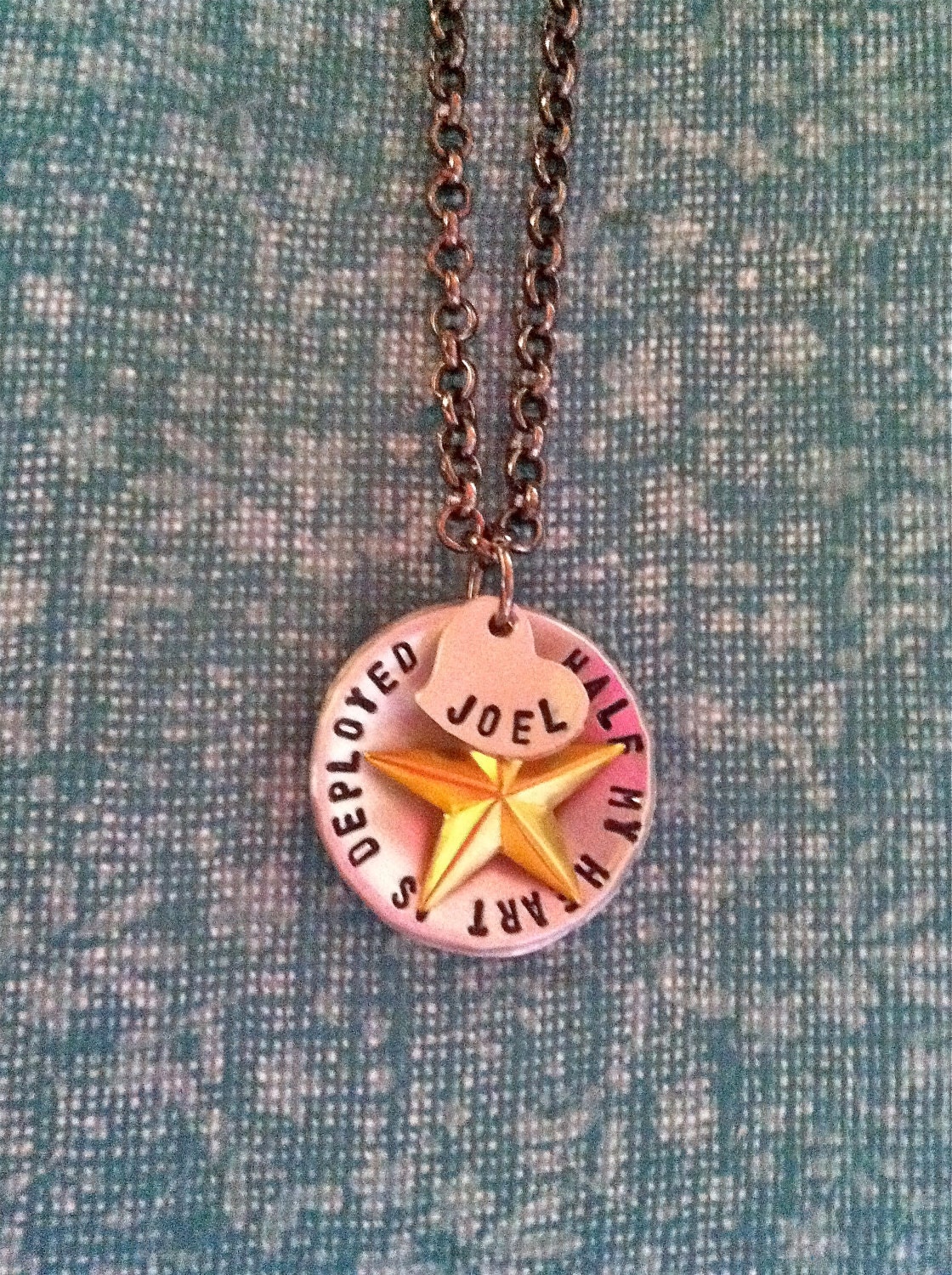 Wear It Proud-Half My Heart Is Deployed...Hand Stamped Necklace-Woman's Version