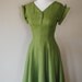 Vintage Dress 40s 50s Peridot Green Woven Full Skirt Gown XS S